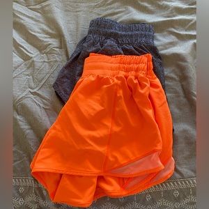 Bundle of two pairs of Lululemon running shorts, both size 6